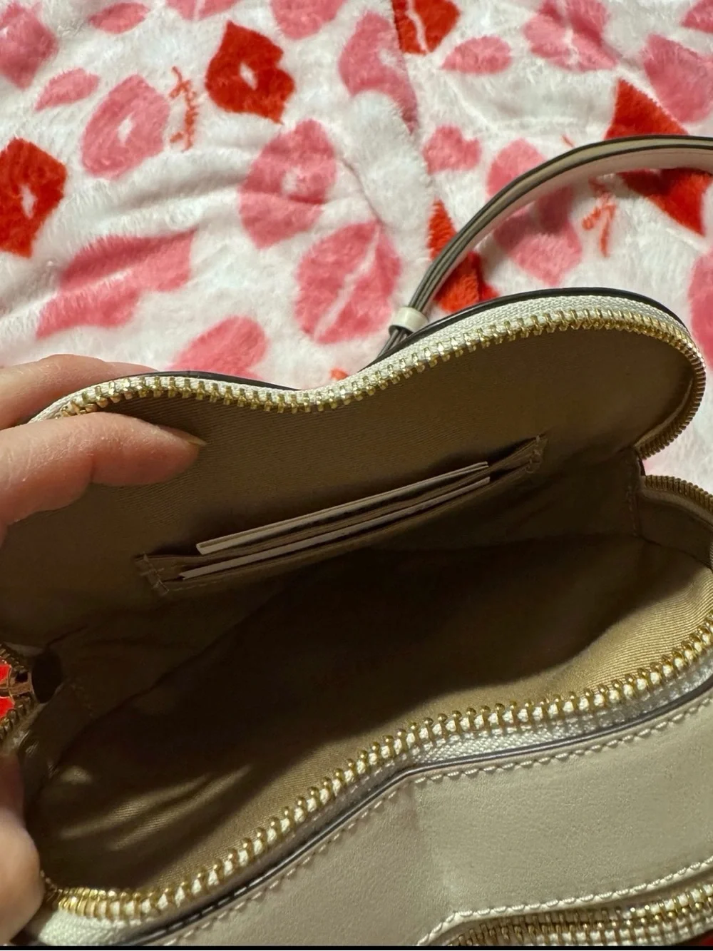 Coach Pink Heart-Print Heart Crossbody Bag with Gold Hardware